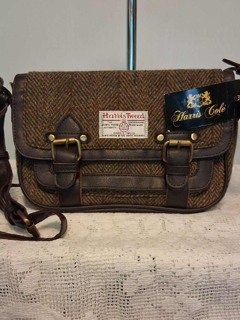 Harris Cole Harris Tweed Brown Wool & Leather Messenger Bag